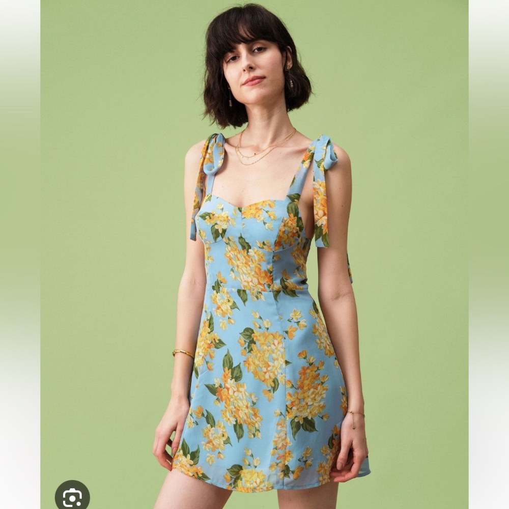 Rihoas Tie Shoulder Floral A-Line Mini Dress Size Medium